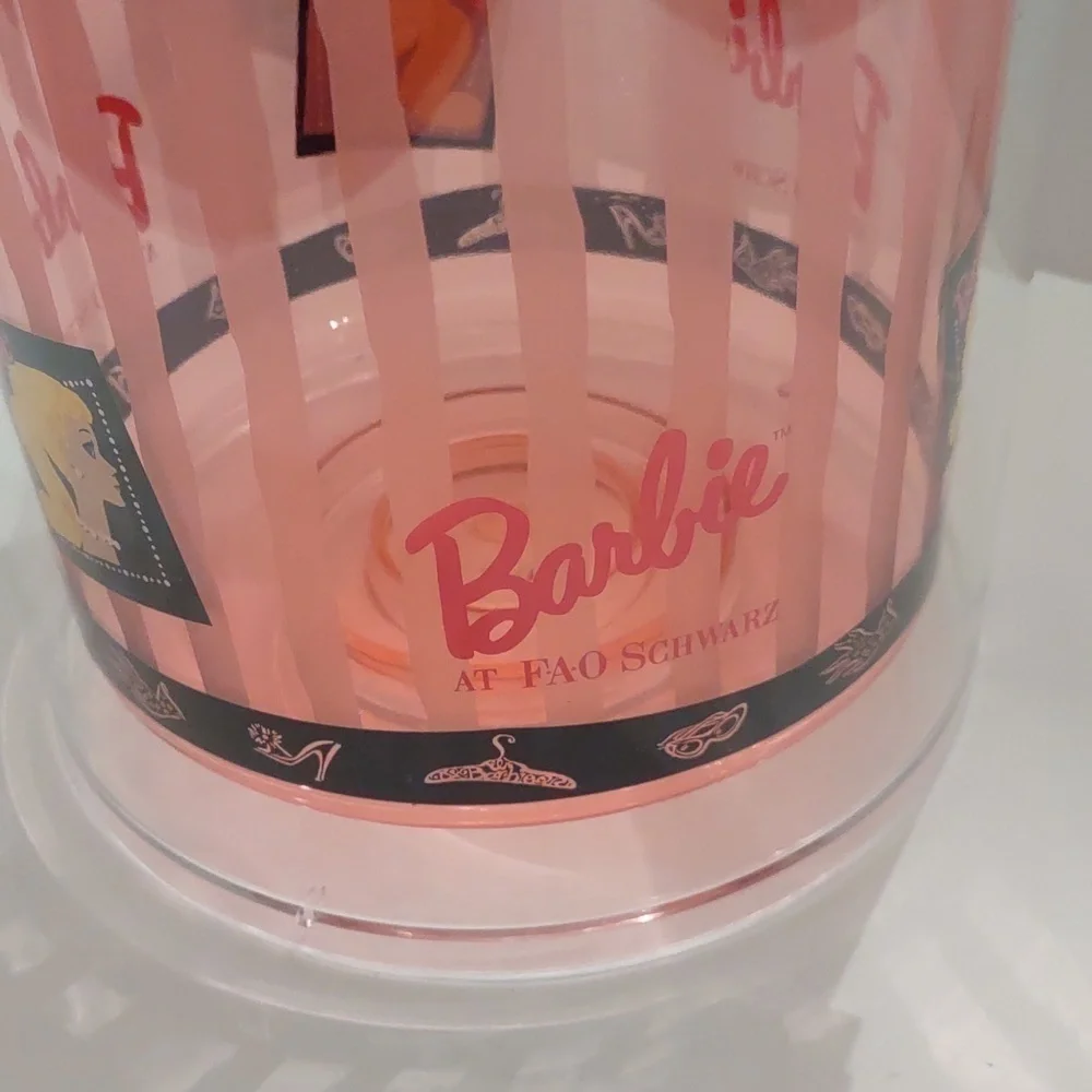 FAO Schwarz 1995 Barbie Ice Bucket Pink Acrylic MCM Style Vintage